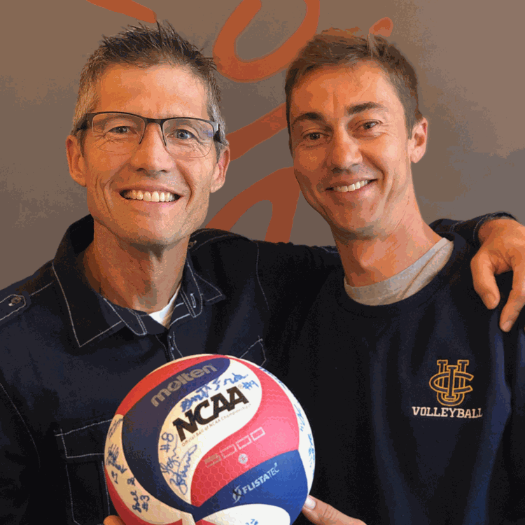 David Kniffin coaching UC Irvine men's volleyball team during practice session